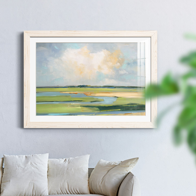 Pastel Horizon II - peinture encadrée, H 31,5 po x l 23,5 po x P 1,5 po, Cadre blanc
