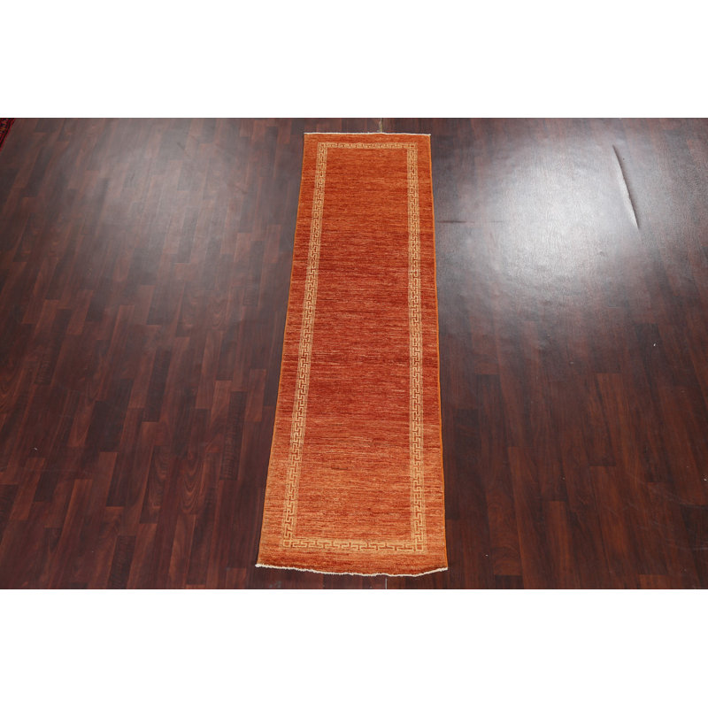 Tapis de couloir oriental en laine orange Karbe Gabbeh Kashkoli Karita