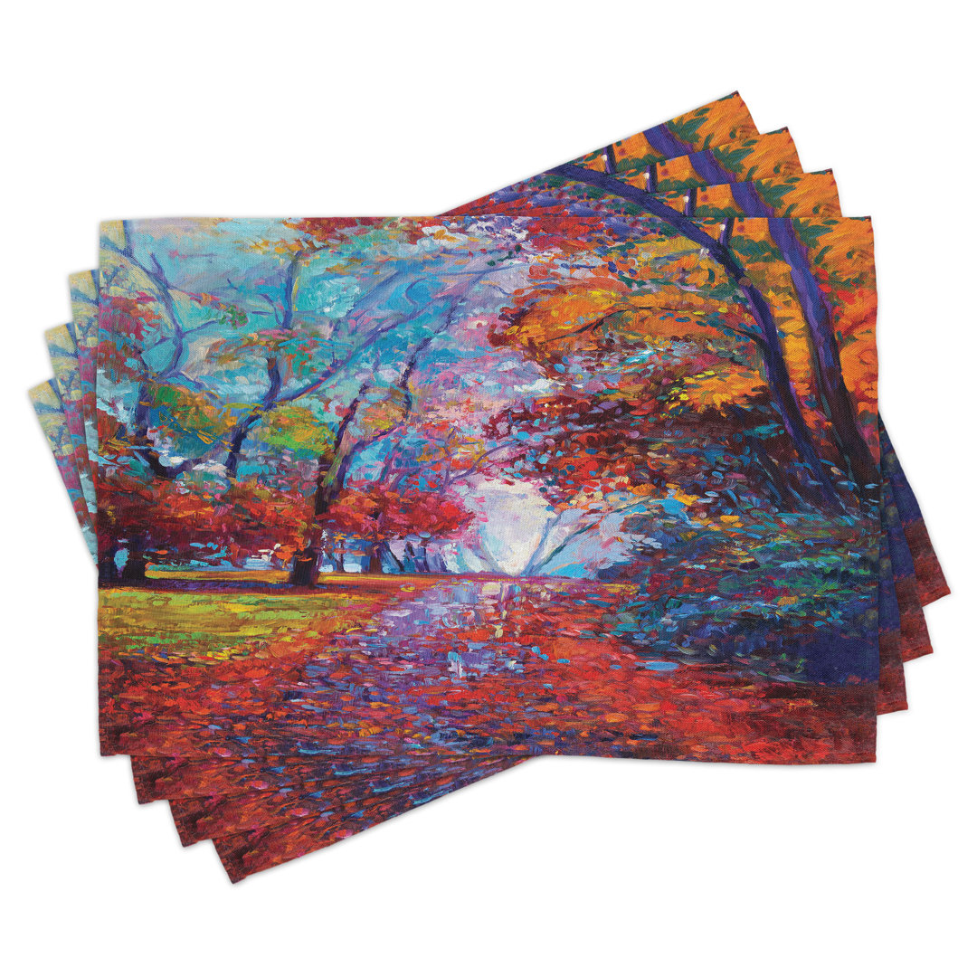 Platzdeckchen 4er Set, Bäume Park Herbst, Multicolor