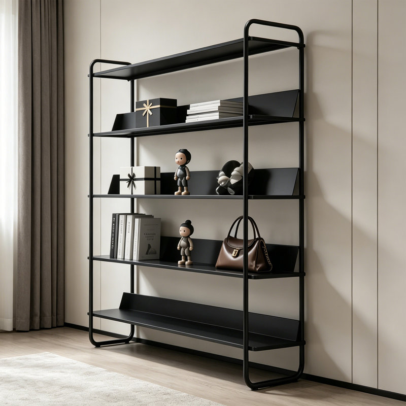 Modern Metal Display Shelf, (5 Shelves) 64.96"H x 23.62"W x 11.81"D