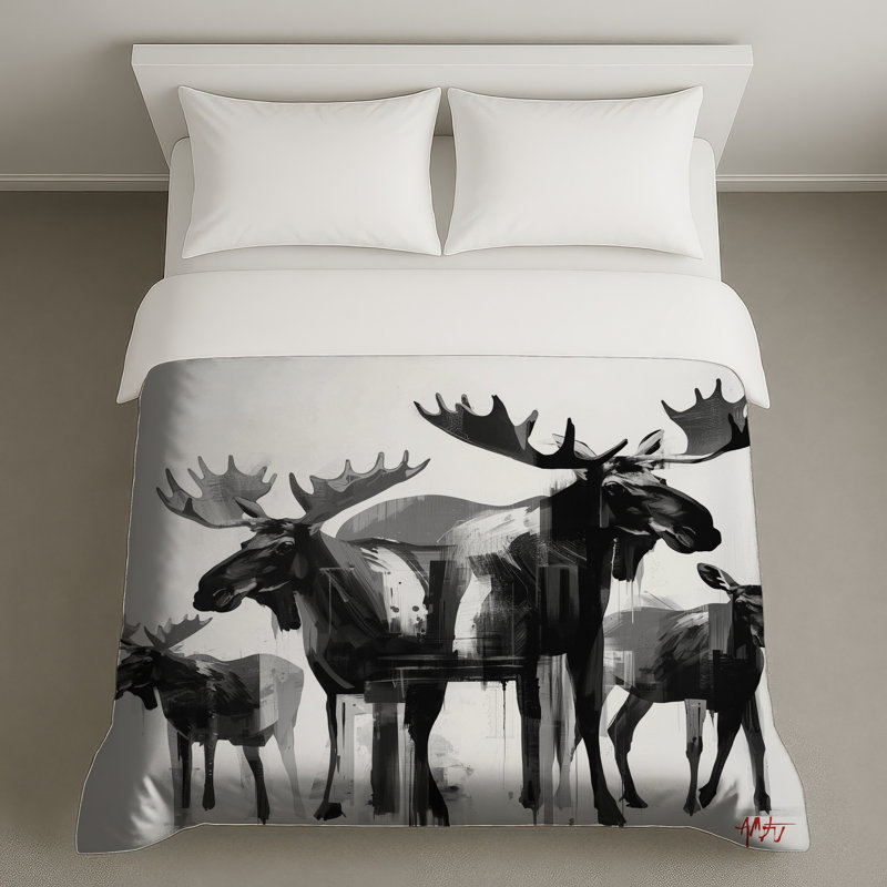 Housses de couette noir / blanc / orignal, Très grand lit