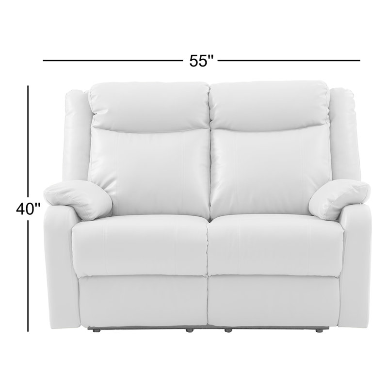 Boston Faux Leather Pillow Top Arm Reclining Loveseat, Dark Brown Faux Leather, 40"H x 55"W x 37"D