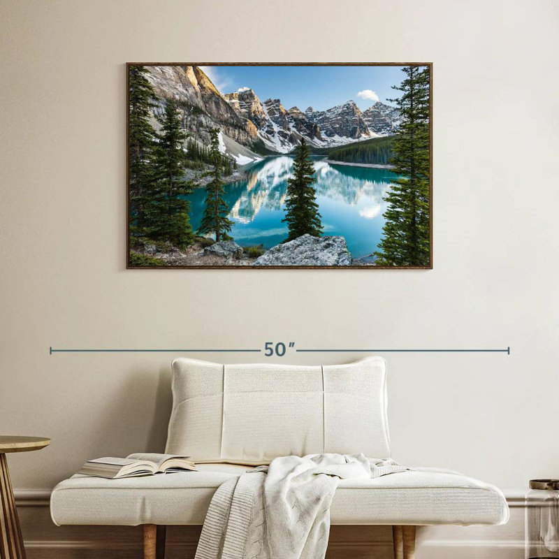 Moraine Lake Reflections, Cadre flottant en noyer, 40 po x 27 po