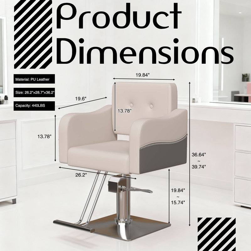 Salon Chair,Barber Chair For Hair Stylist,Height Adjustable Stylist Chairs With Pu Leather,360°Swivel Hair Salon Chairs For Beauty Shop,Spa Center,Barber Shop (Gray)