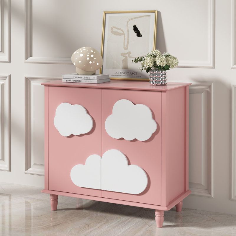 2 armoires décoratives en forme de nuage 2 portes l 31,5 po, Rose