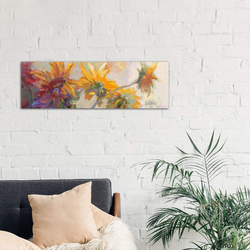 Three Long Blossoms by Beth A. Forst - Wrapped Canvas Panoramic Painting, 121.92 cm H x 40.64 cm W x 1.91 cm D