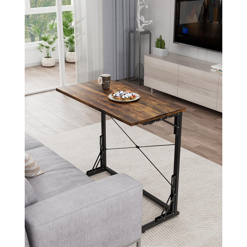 31.5" Folding Desk, Foldable TV Tray Table For Eating On Couch, Extra Large TV Dinner Trays, Portable Fold Computer Writing Desk Table For Home Office, Rustic Brown