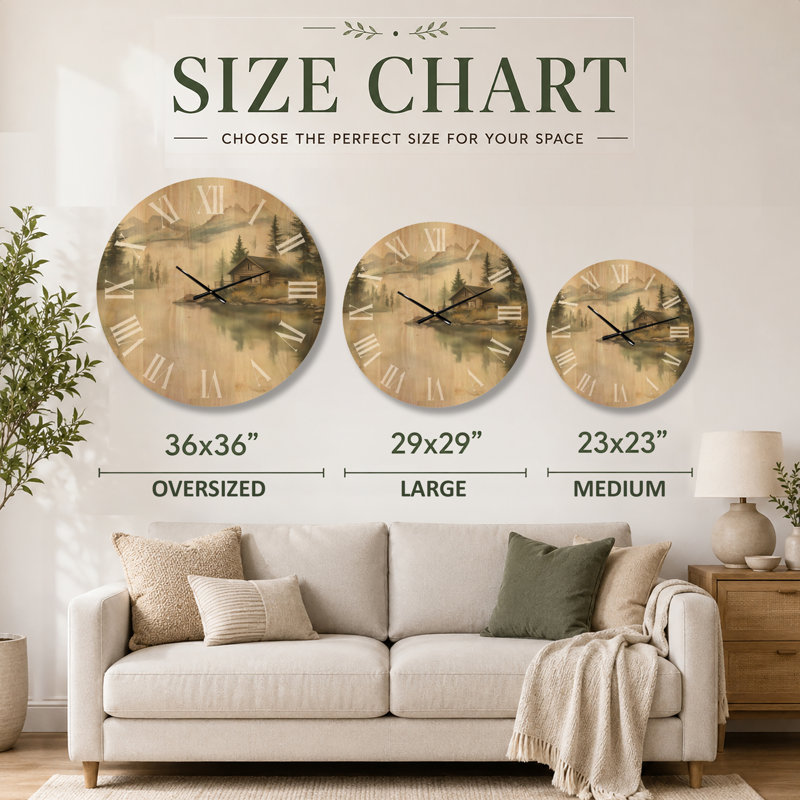 Horloge murale en bois surdimensionnée rustique, Large