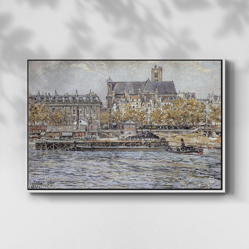 Paysage rétro - Dxxxvi, Toile encadrée flottée blanche, H 27 po x l 41 po x P 2 po