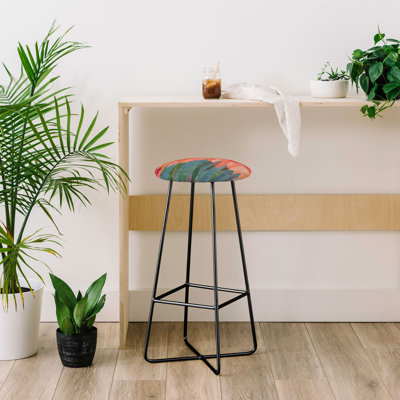 Upholstered Counter Stool with Metal Frame