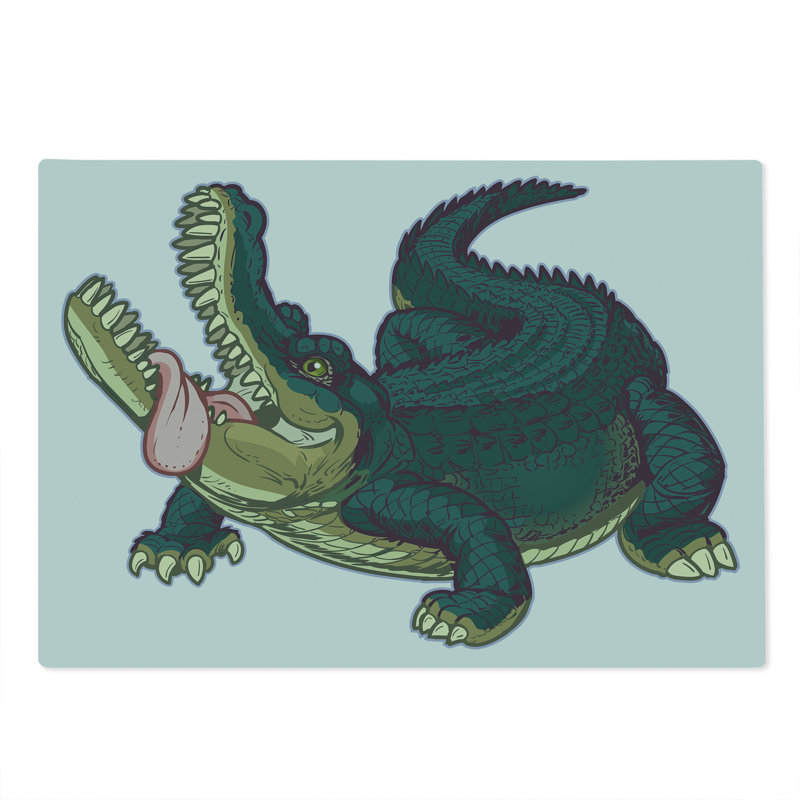 Ambesonne Crocodile Cutting Board Large Size Graphical Wild Alligator Multicolor