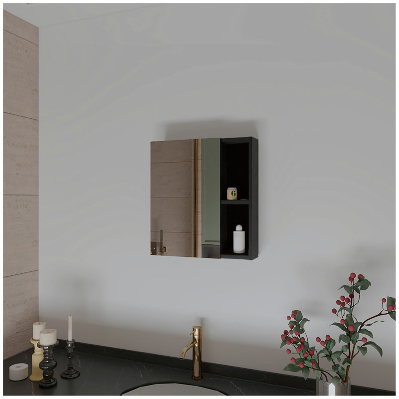 Armoire à pharmacie rectangulaire à 1 tablette avec miroir Whirlwind, Noir