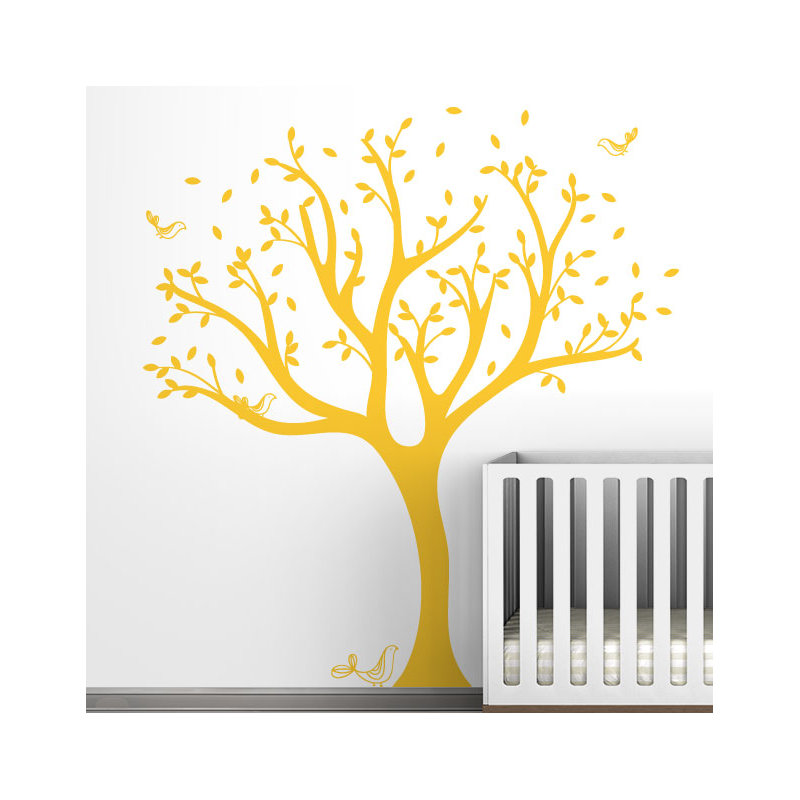 Décalcomanie murale arbre tweet, Jaune
