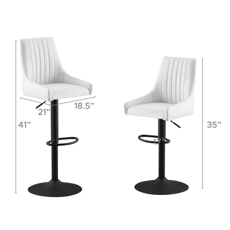 Tabourets de bar réglables (2 / boîte), Blanc