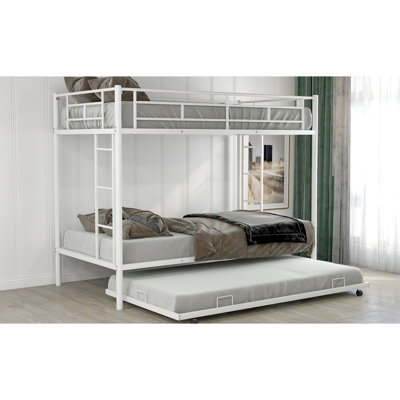 Lit superposé simple au-dessus de l'espace avec lit gigogne blanc - tête de lit douce avec fonction de réduction du bruit