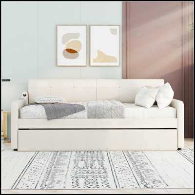 Upholstery Daybed with Trundle and USB Charging, Perfect for Modern Living and Guest Accommodation
