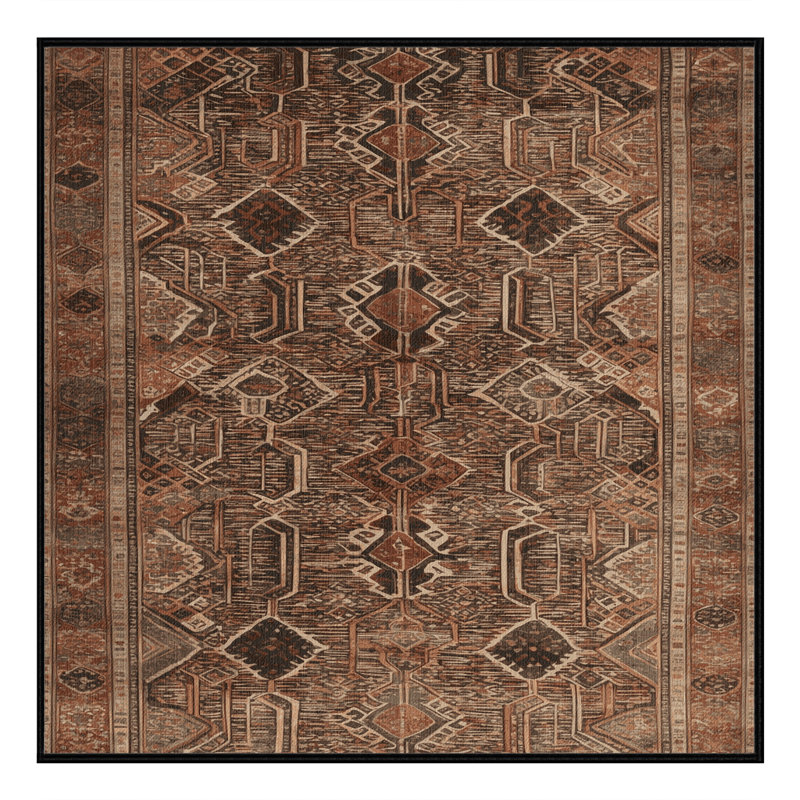 Machine Washable Persian Brown Area Rug, Square 8'
