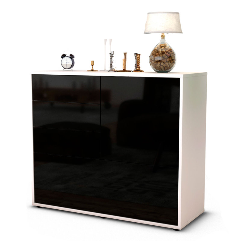 Redondo 92cm Sideboard, White/High-gloss black