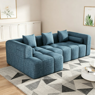 Sectional Sofa With Modular Design,And Two Side Pockets,L Shape Sofa With Pillows