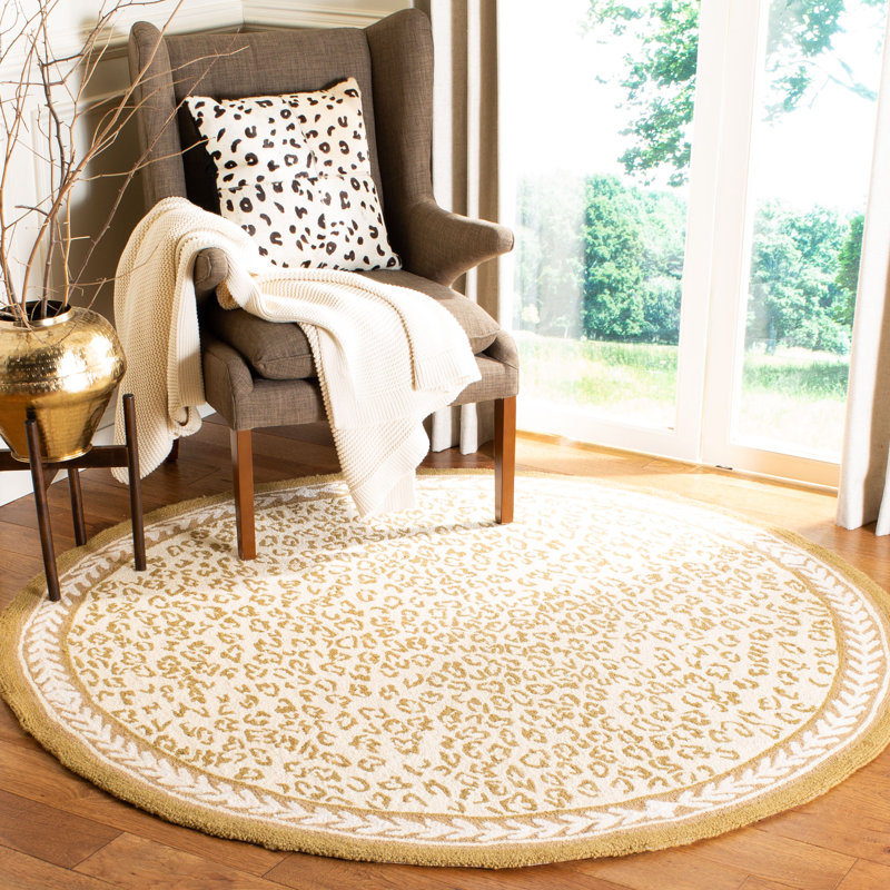 Ivory Tufted Handmade Reversible Wool Round Rug, 8' x 8'