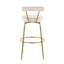 Tabouret de bar à hauteur fixe avec pivot en métal doré et velours crème - ensemble de 2