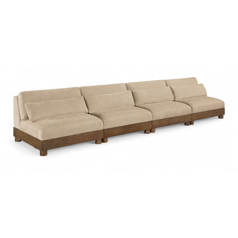 Canapé modulaire rembourré 4 pièces Oyintari, Beige, Brun