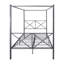 Structure de lit double à baldaquin en métal avec tête et pied de lit en X, lit en métal noir robuste-1943343612