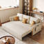 Canapé-lit beige moderne en coton avec coussins-107761304
