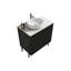 Grand meuble-lavabo de rangement autoportant moderne à rayures Merivora avec lavabo en céramique, charnières à fermeture en douceur (sans bonde et robinet inclus)
