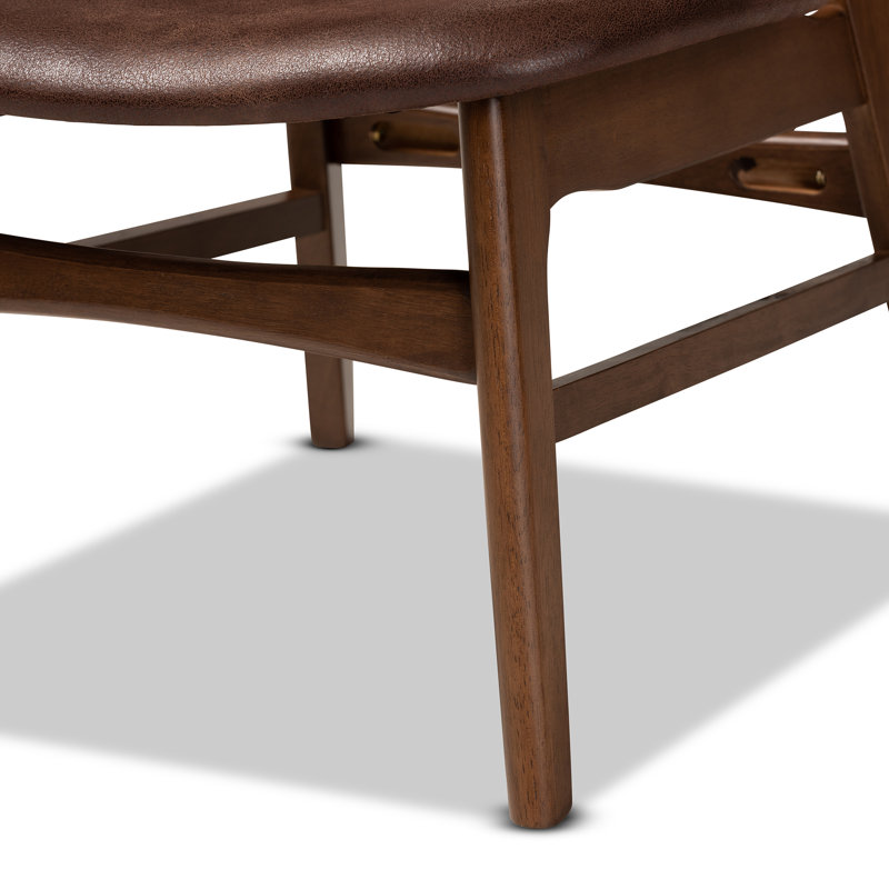 Fauteuil de salon Mid-Century moderne en similicuir brun foncé