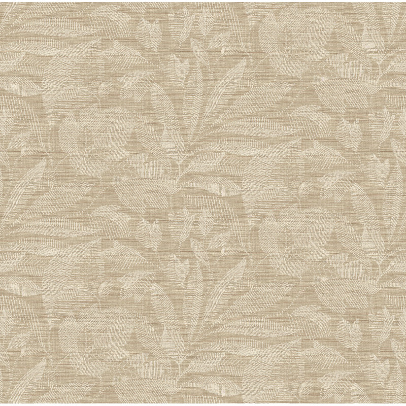Argirdas Etched Leaves 27' L x 27" W Wallpaper Roll, Army Green
