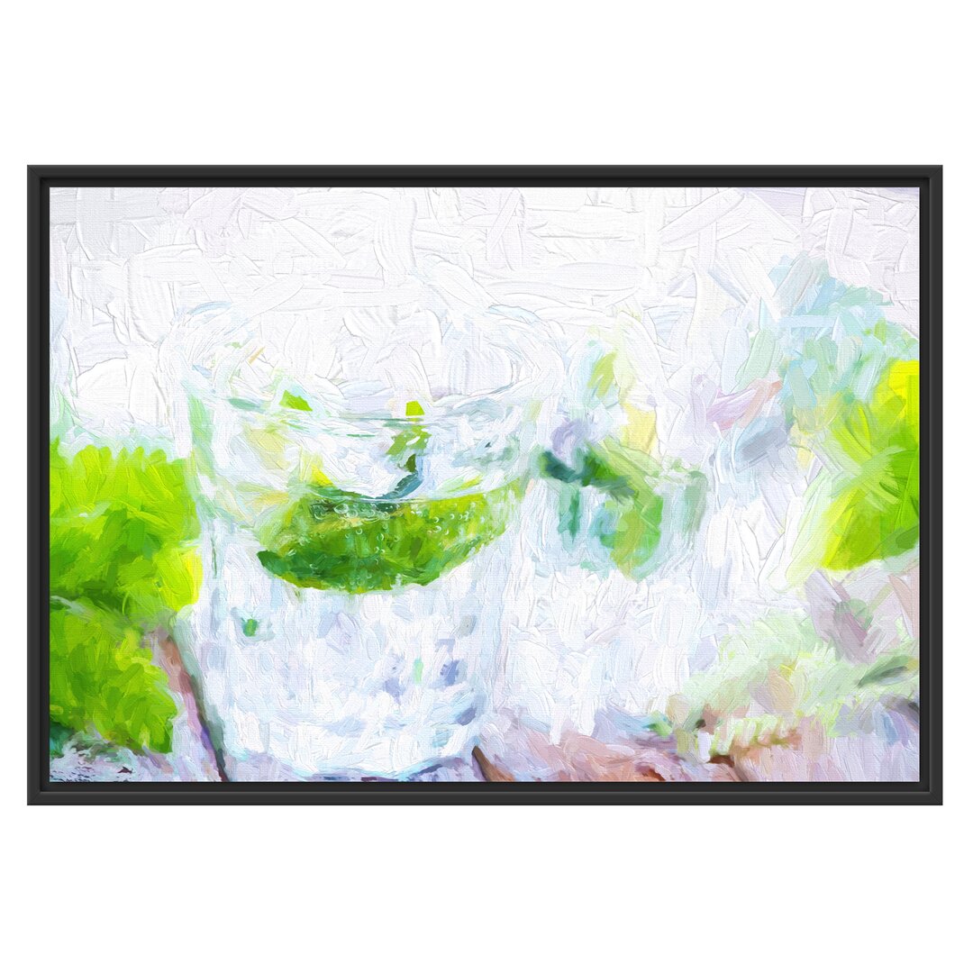 Gerahmtes Wandbild Mojito-Gläser mit Minze