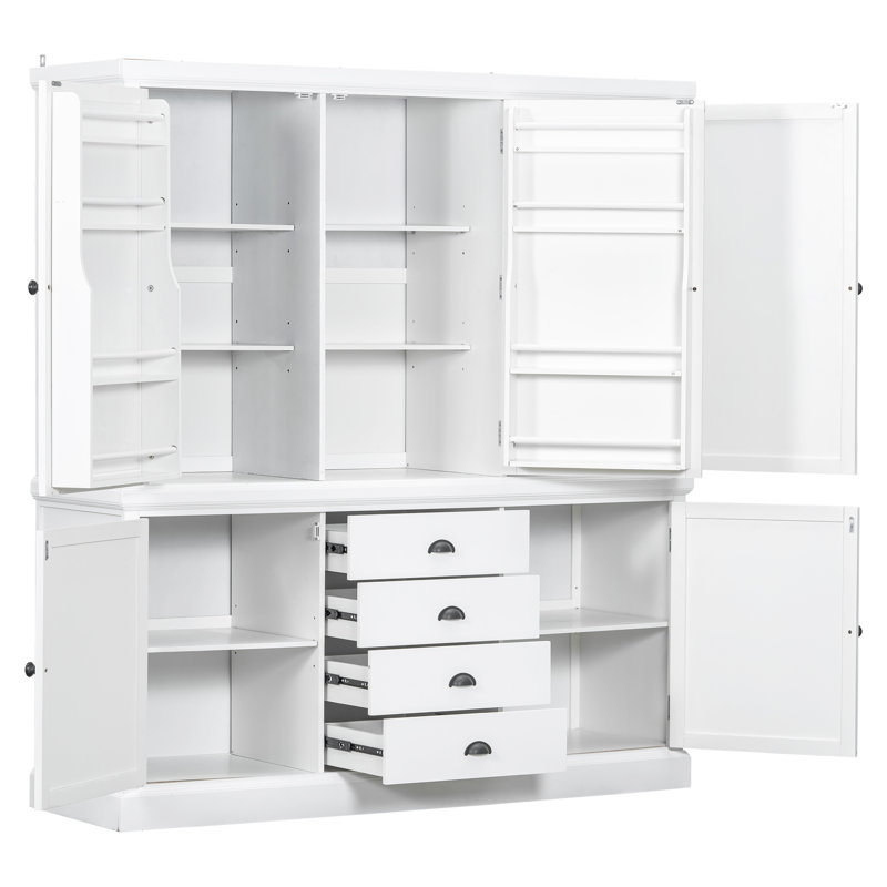 Garde-manger autoportant de 73 po en bois, armoire de rangement spacieuse avec tiroirs, portes et tablettes réglables pour la cuisine et la salle à manger