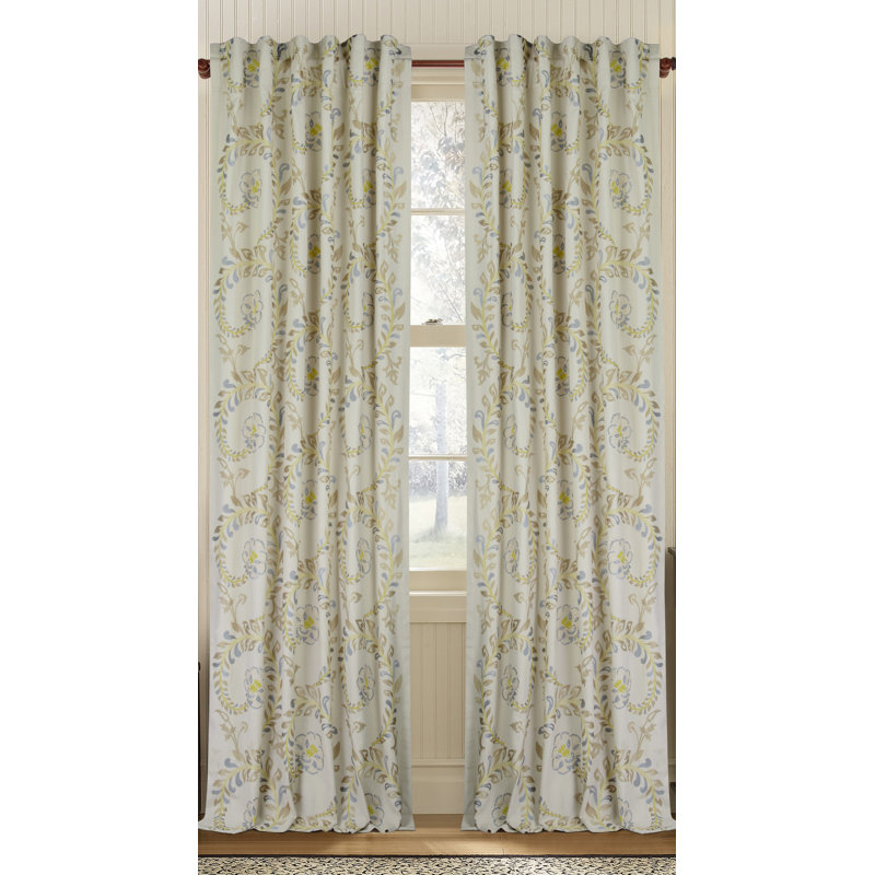 Vintage Cotton Blend Semi Sheer Curtain, Natural, 50" W x 108" L