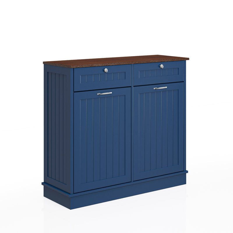 40 in. W x 14 in. D x 36 in. H Ready to Assemble Floor Base Tilt-Out Trash Kitchen Cabinet with 2-Drawer Trash Can not included