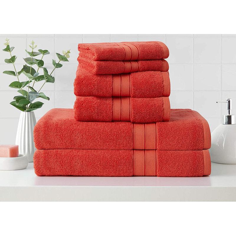 Ensemble de 6 serviettes Cannon en rayonne de coton et en bambou Fuschia, Orange