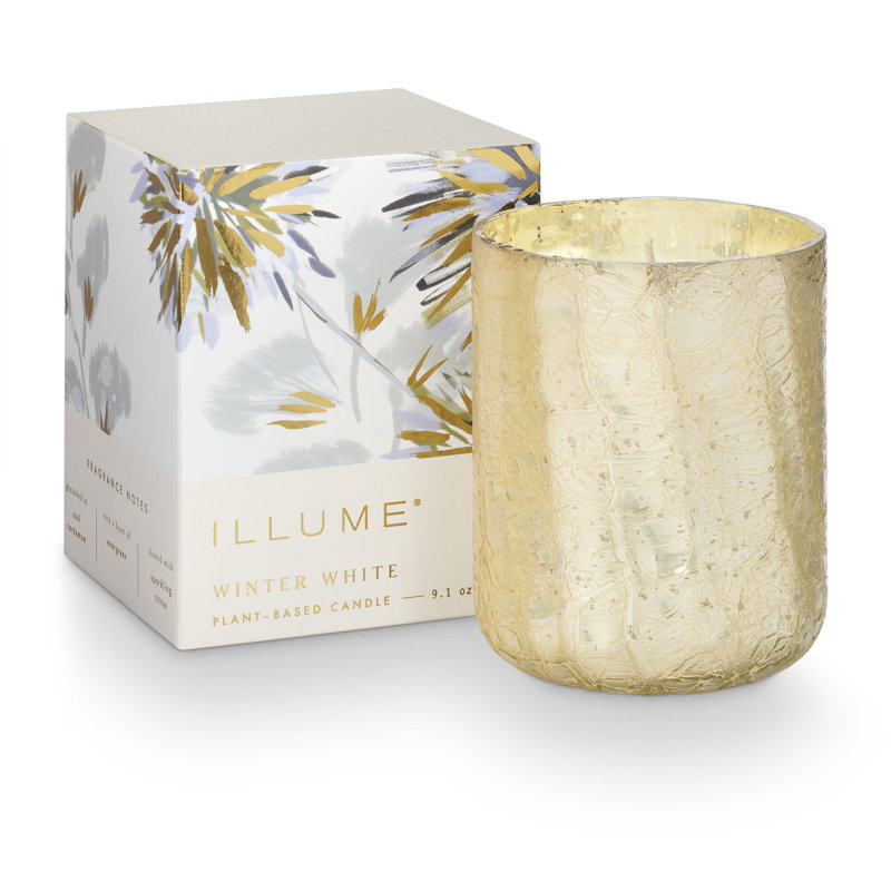 Winter White Soy Scented Crackle Glass Candle
