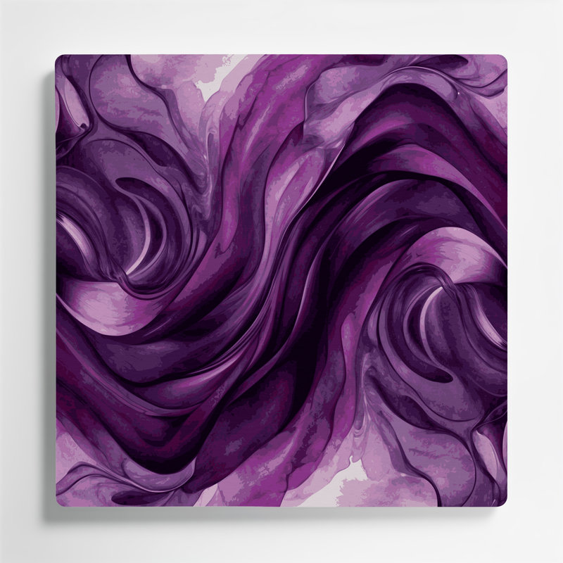 Aquarelle abstraite 15, art mural en métal mauve, H 16 po x l 16 po