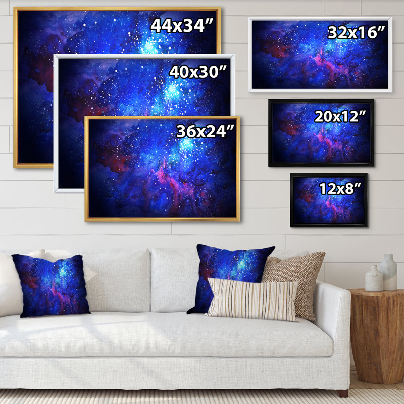 «Blue Universe Space Storm», œuvre d'art moderne sur toile, L 8 po x H 12 po, Cadre flottant doré