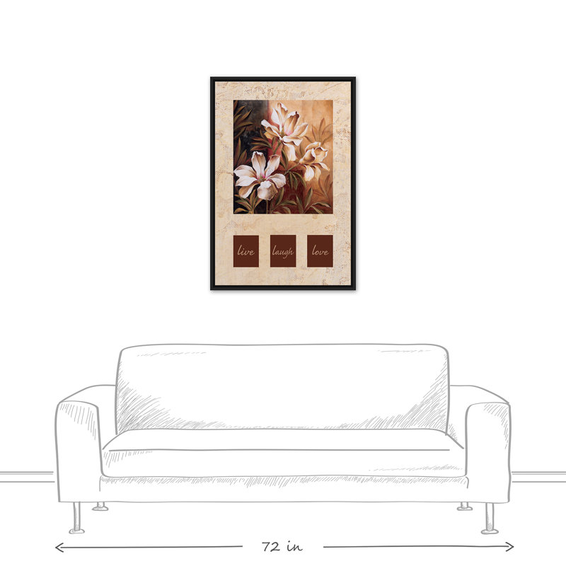 «Magnolia Live Laugh Love» sur toile, H 37,75 po x l 25,75 po x P 1,75 po, Cadre flottant noir