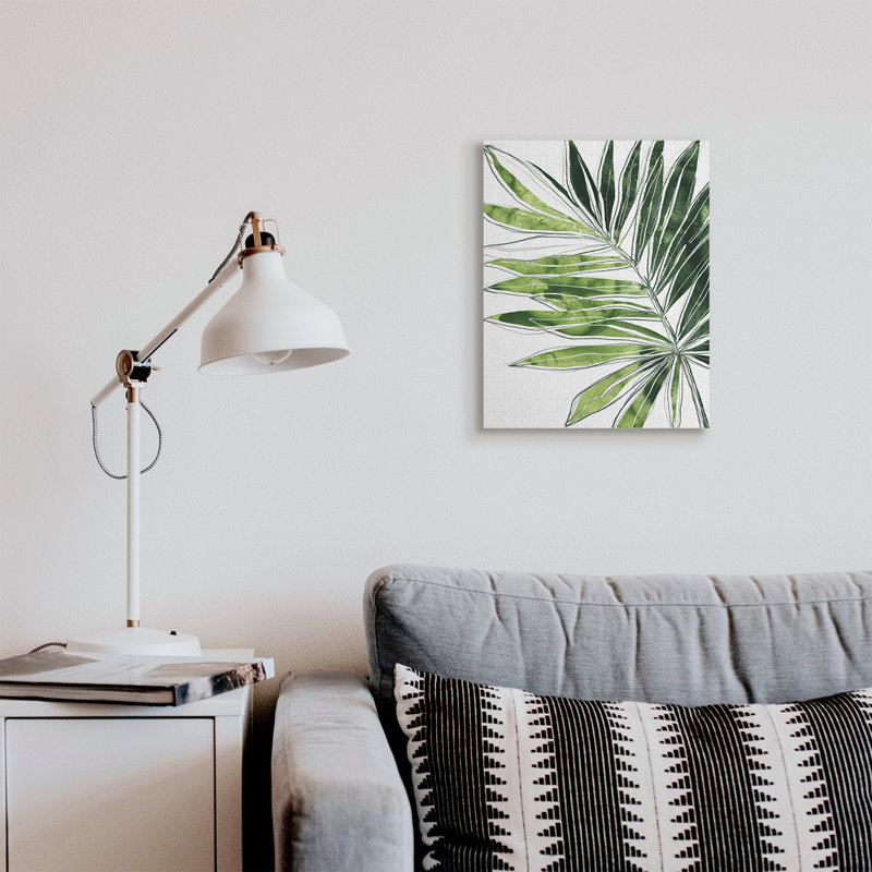 Dessin au trait de palmier tropical vert, Toile tendue, H 20 po x l 16 po