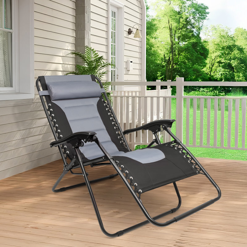 Fauteuil inclinable Zero Gravity avec plateau porte-gobelet, chaise longue rembourrée pour l'extérieur