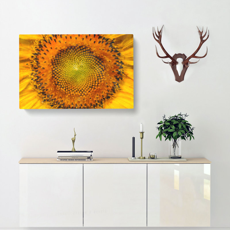 The Eye Of A Yellow Sunflower - Wrapped Canvas Painting, 40cm H x 60cm W x 3cm D
