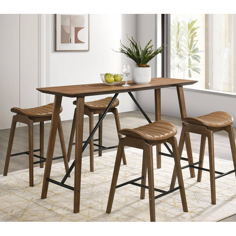 Table de comptoir 59,5 po Mid-Century moderne, noyer