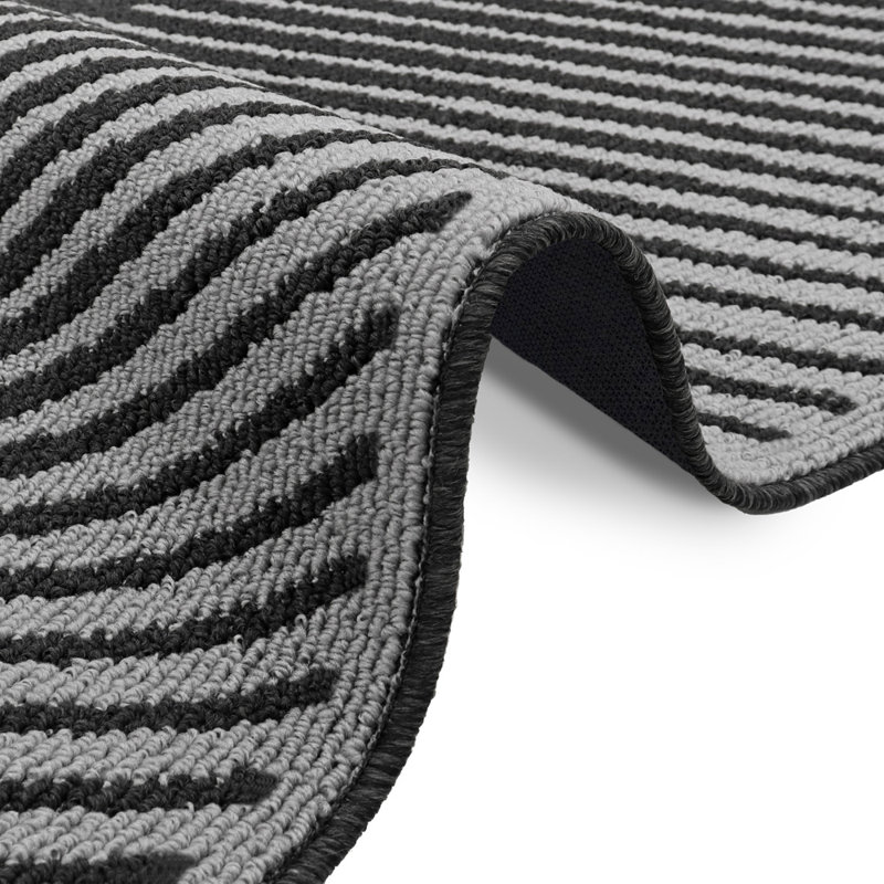 Non-Slip Striped Indoor Doormat, Rectangle W40 x L70 cm, Black