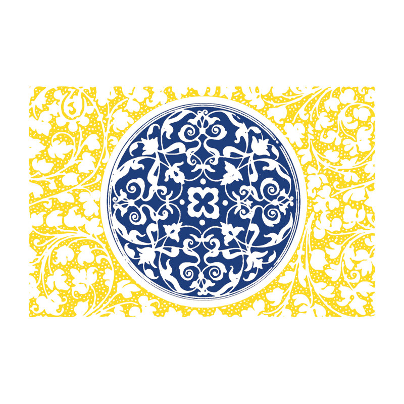 Boho Tapestry Medallion Indigo - Wrapped Canvas Print, 30cm H x 46cm W x 3.8cm D