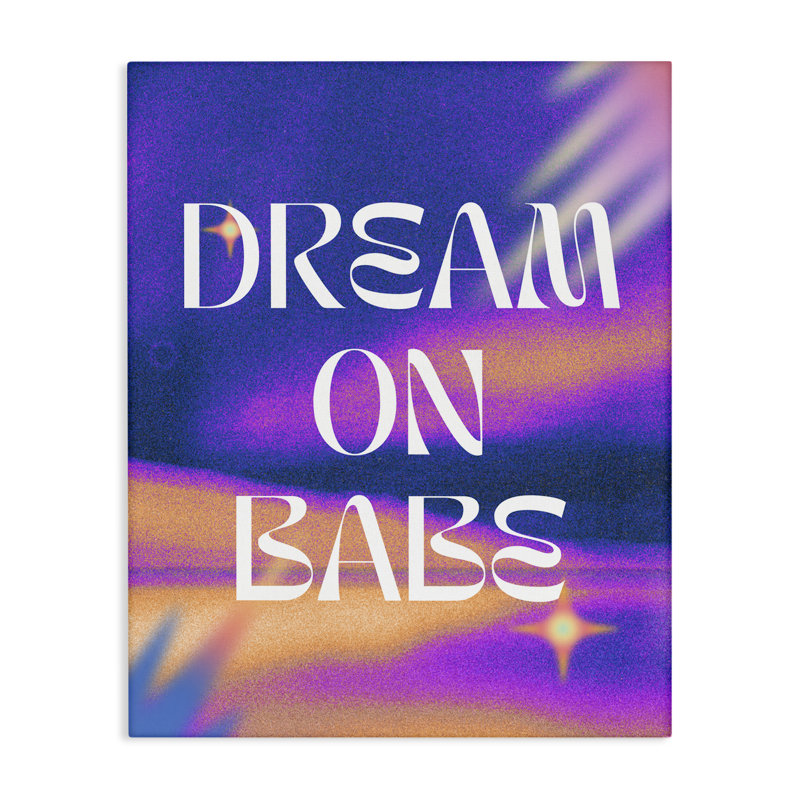  «Dream On Babe», art mural sur toile mauve par House of Lulu, H 20 po x l 16 po