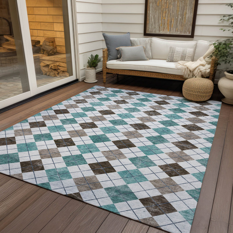 Machine Washable Indoor/Outdoor Leavittsburg ACN2237 Geometric Rug, Rectangle 5' x 7'6"