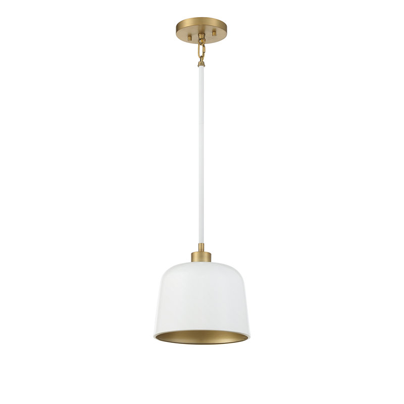 Ellisville 1 - Light Single Empire Pendant in Natural Brass/White, Natural Brass/White