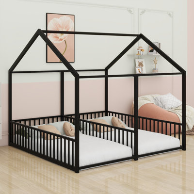 Metal Twin Size House Platform Beds, Two Shared Beds